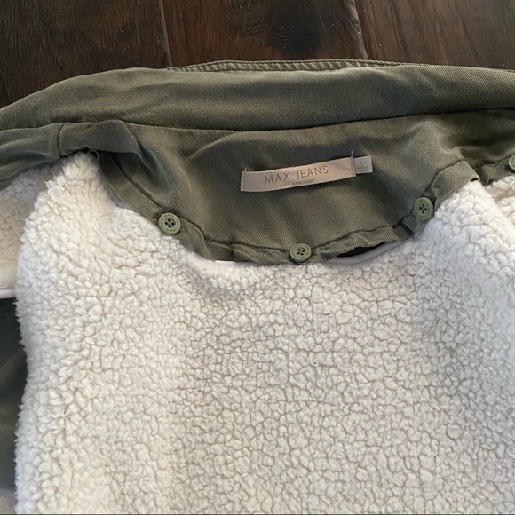 Khaki Green Jacket Max Jeans Sz L Removable Fleece Lining - Picture 3 of 13